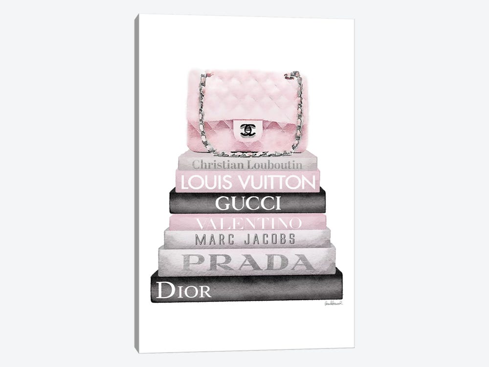 Grey And Soft Pink Bookstack and Quilted Bag by Amanda Greenwood 1-piece Canvas Print
