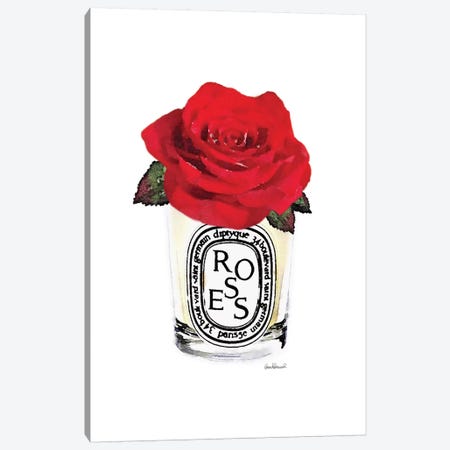 Candle With Red Rose Canvas Print #GRE381} by Amanda Greenwood Canvas Wall Art