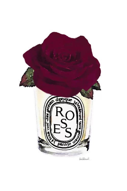 Candle With Burgundy Rose