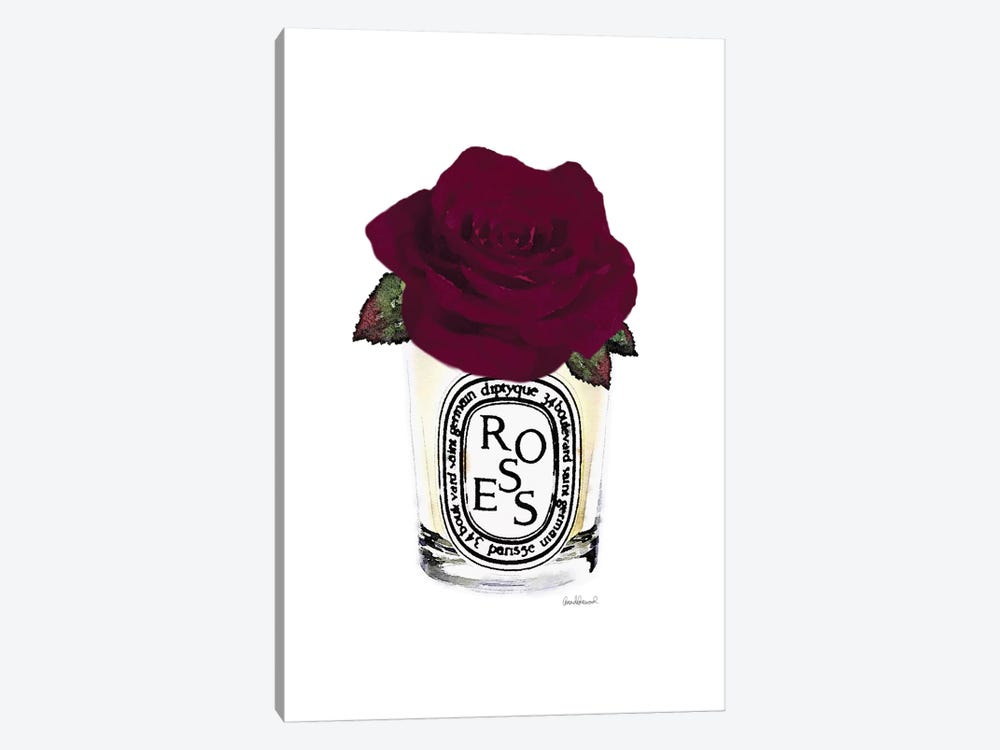 Candle With Burgundy Rose by Amanda Greenwood 1-piece Art Print