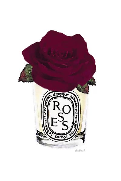 Amanda Greenwood: Candle With Burgundy Rose by Amanda Greenwood