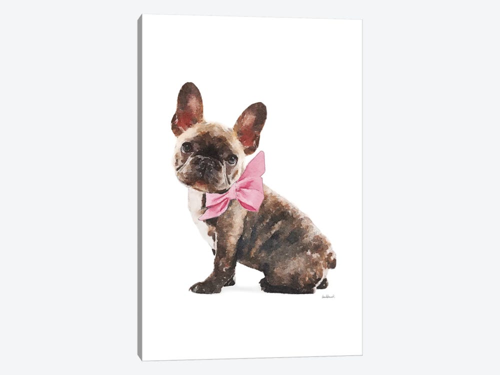 Brindle Frenchie With Pink Bow by Amanda Greenwood 1-piece Art Print