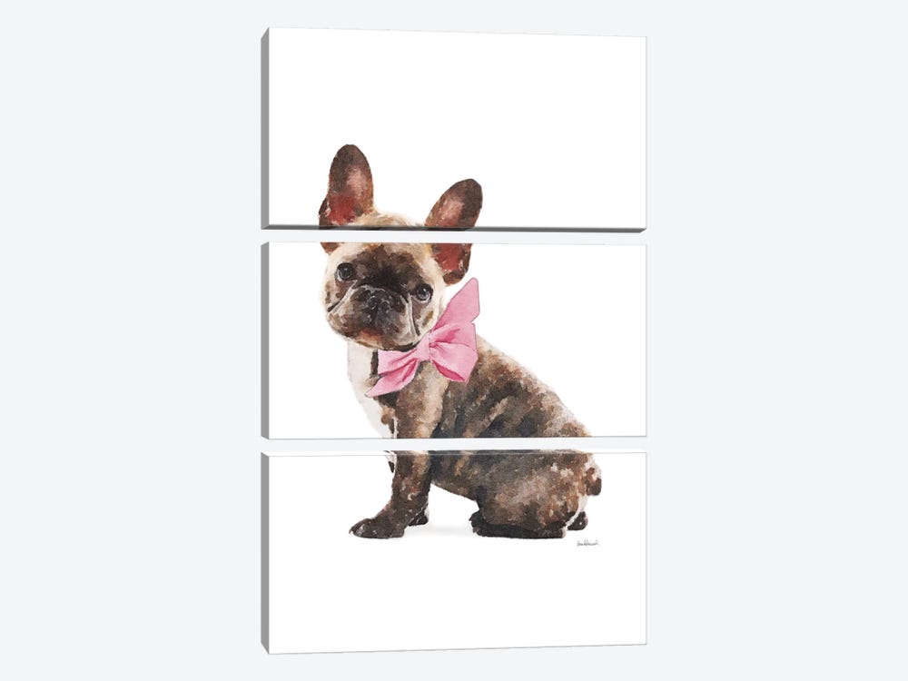 Brindle Frenchie With Pink Bow by Amanda Greenwood 3-piece Art Print