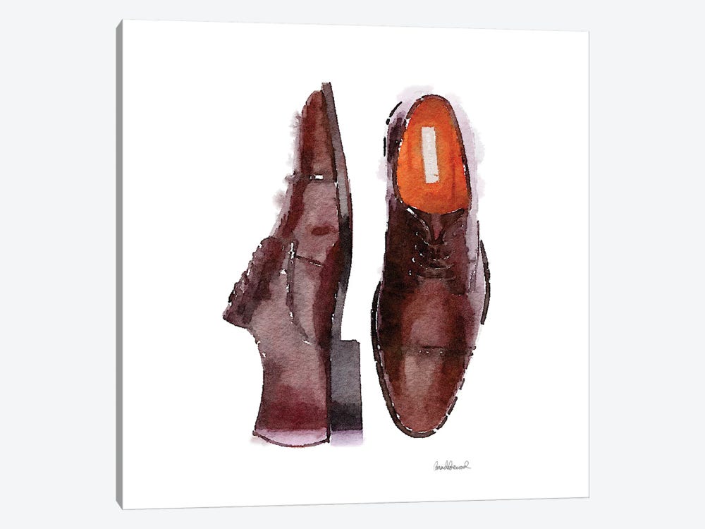 Men's Brown Shoes, Square by Amanda Greenwood 1-piece Canvas Wall Art