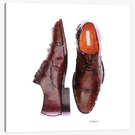 Men's Brown Shoes, Square Canvas Print #GRE38} by Amanda Greenwood Art Print