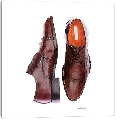 Men's Brown Shoes, Square Canvas Art Print