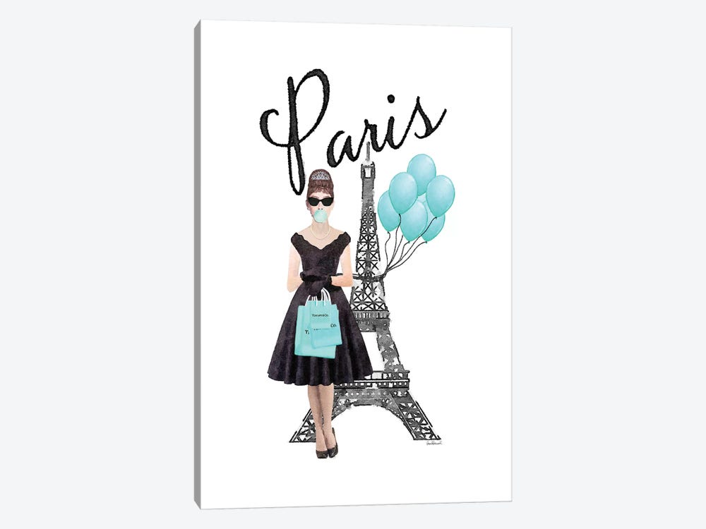Eiffel Tower With Audrey And Balloons by Amanda Greenwood 1-piece Canvas Wall Art