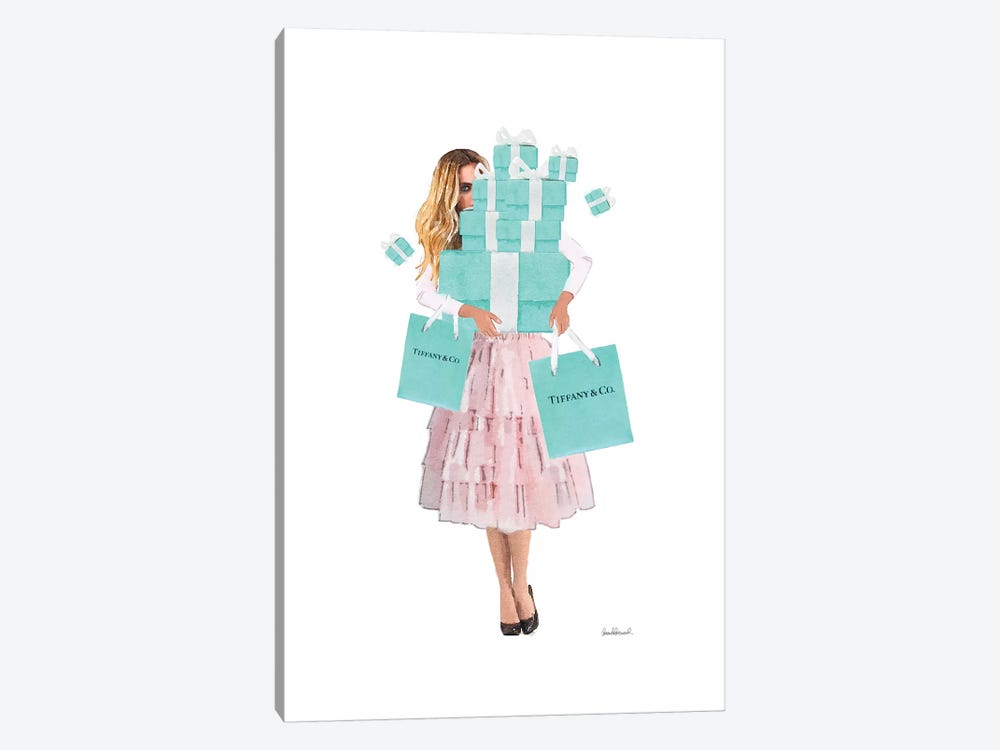 Girl Overloaded, Teal And Blush by Amanda Greenwood 1-piece Art Print