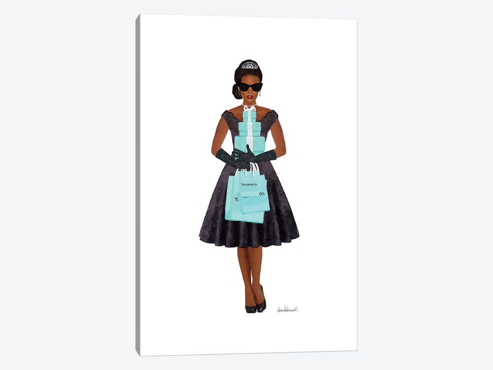 Shopping Spree, Teal And Black, African-American by Amanda Greenwood 1-piece Canvas Wall Art