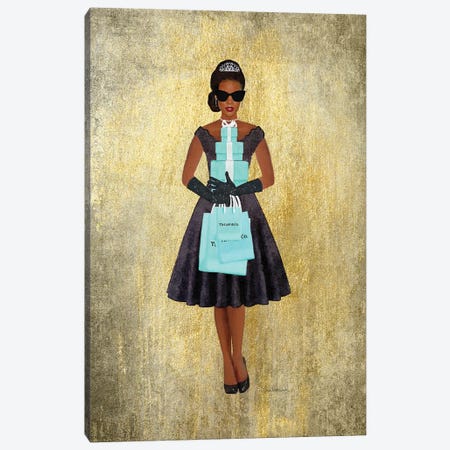 Shopping Spree, Gold, Teal And Black, African-American Canvas Print #GRE398} by Amanda Greenwood Canvas Art Print