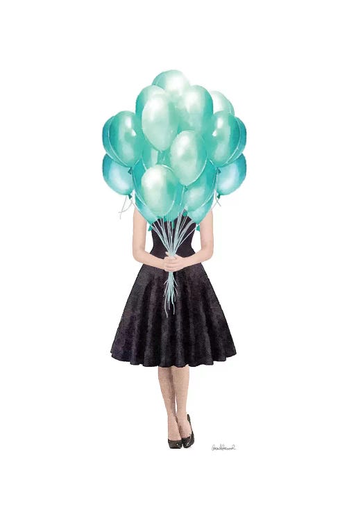 Audrey Holding Balloons, Teal