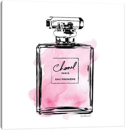 Black And Pink Perfume Bottle Canvas Art Print - Black & Pink