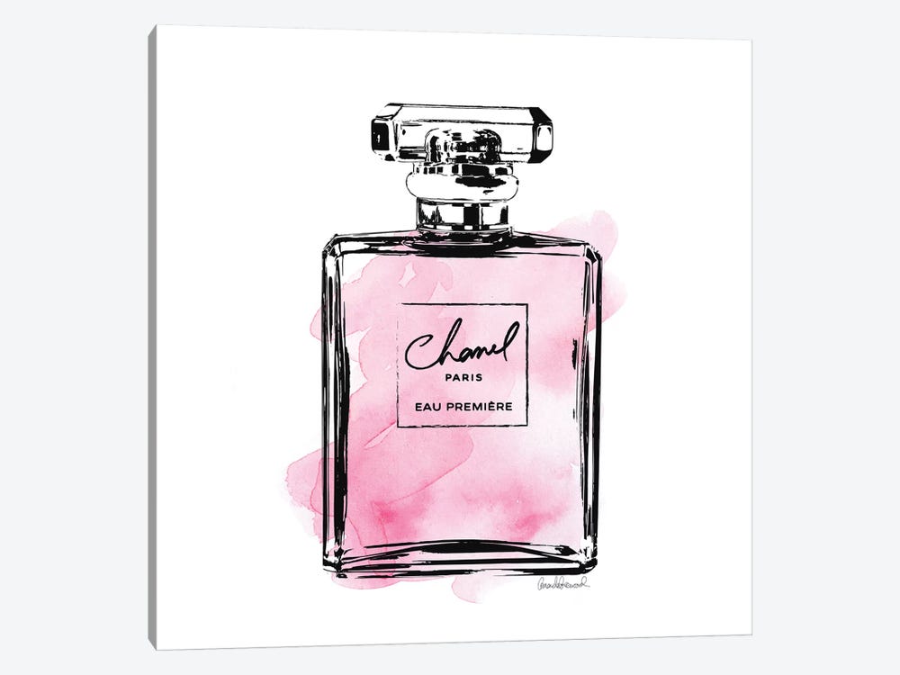 Amanda Greenwood Canvas Art Prints - Black and Pink Perfume Bottle ( Fashion > Hair & Beauty > Perfume Bottles art) - 37x37 in