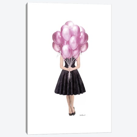 Audrey Holding Balloons, Pink Canvas Print #GRE400} by Amanda Greenwood Art Print
