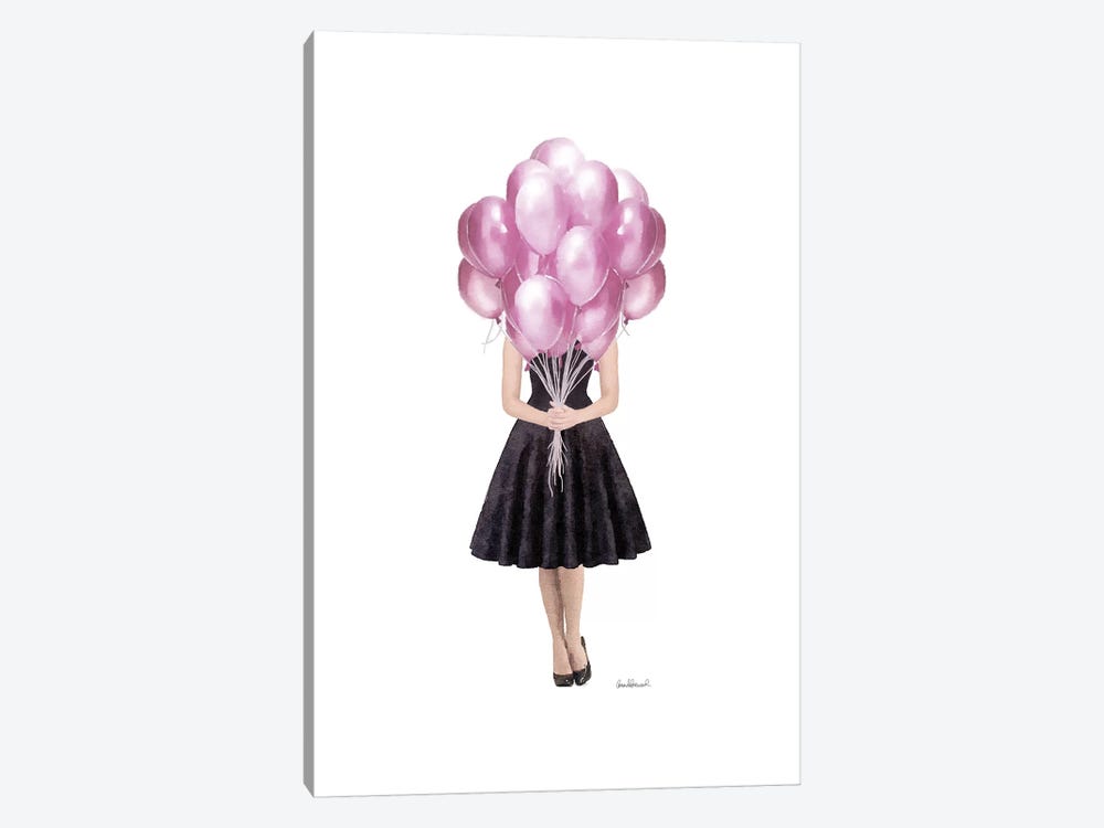 Audrey Holding Balloons, Pink by Amanda Greenwood 1-piece Canvas Wall Art