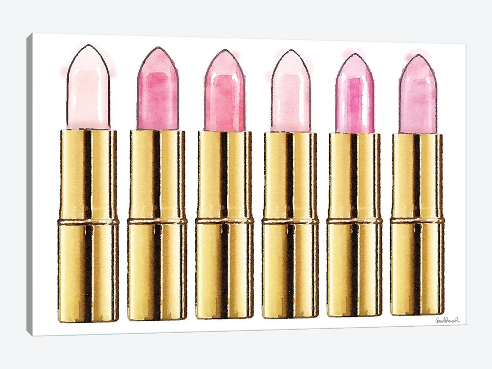Lipstick In Gold And Soft Pinks by Amanda Greenwood 1-piece Canvas Print