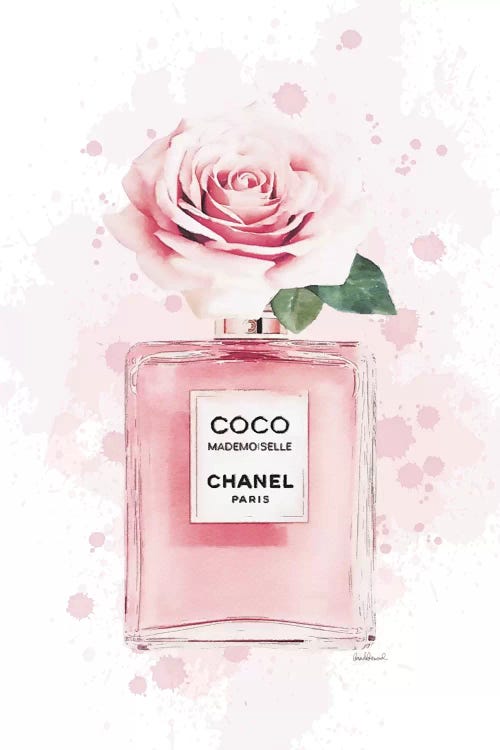 Rose On Perfume In Blsuh With Painted - Canvas Art