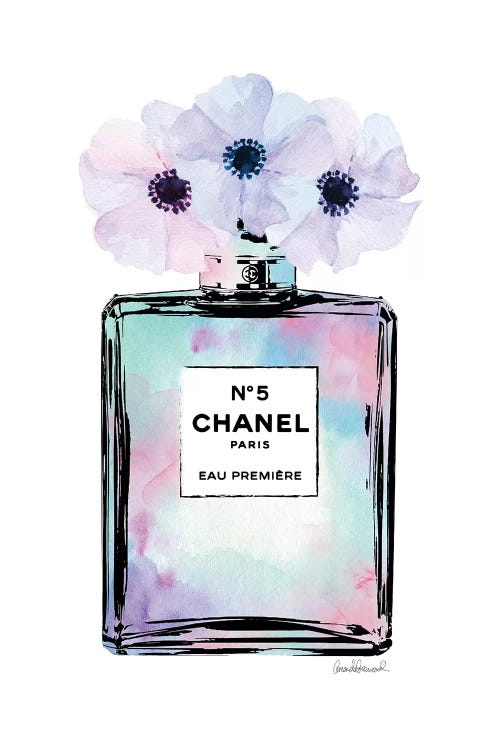 Mint, Purple And Pink Perfume With Painted Flowers