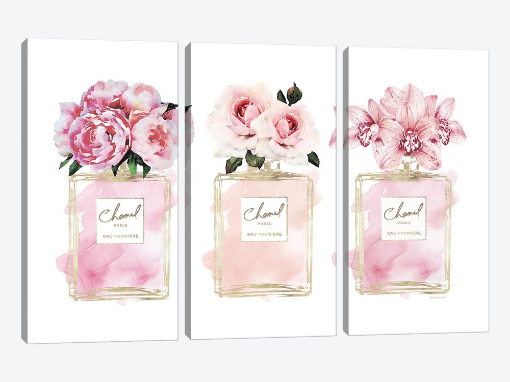 Perfume Trio In Champagne & Blush by Amanda Greenwood 3-piece Canvas Print