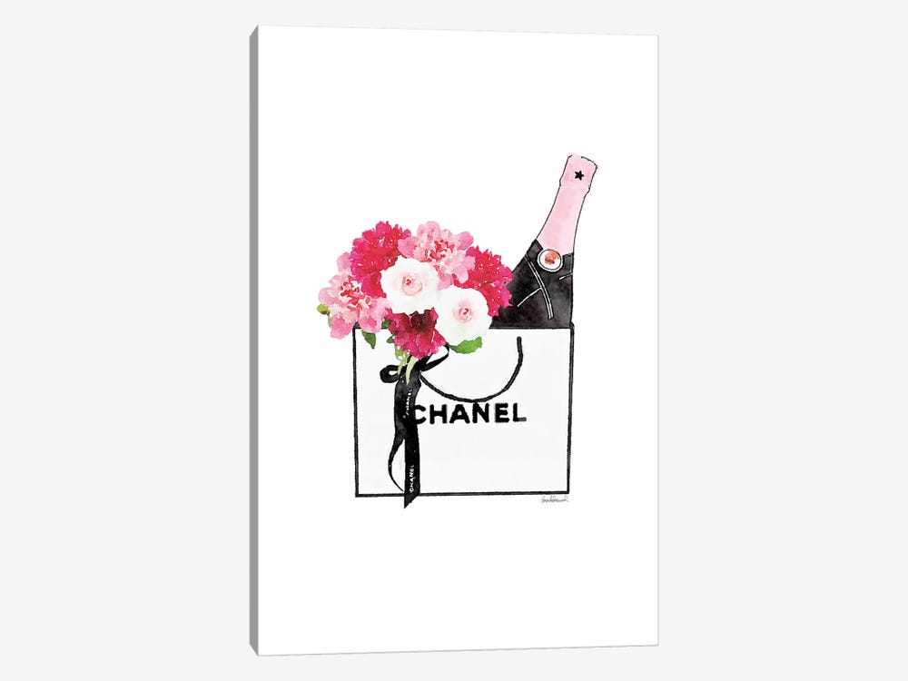 White, Shopper, Flowers, And Champagne by Amanda Greenwood 1-piece Canvas Wall Art