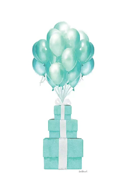 Balloons And Gift Boxes, Teal by Amanda Greenwood wall art