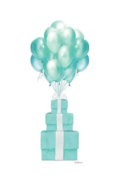 Amanda Greenwood: Balloons And Gift Boxes, Teal by Amanda Greenwood