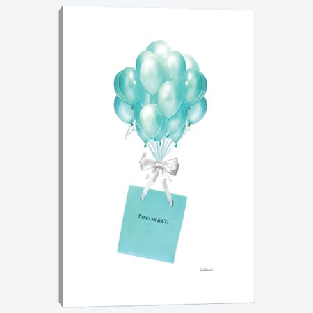 Balloons And Gift Bags, Teal Canvas Print #GRE418} by Amanda Greenwood Canvas Art