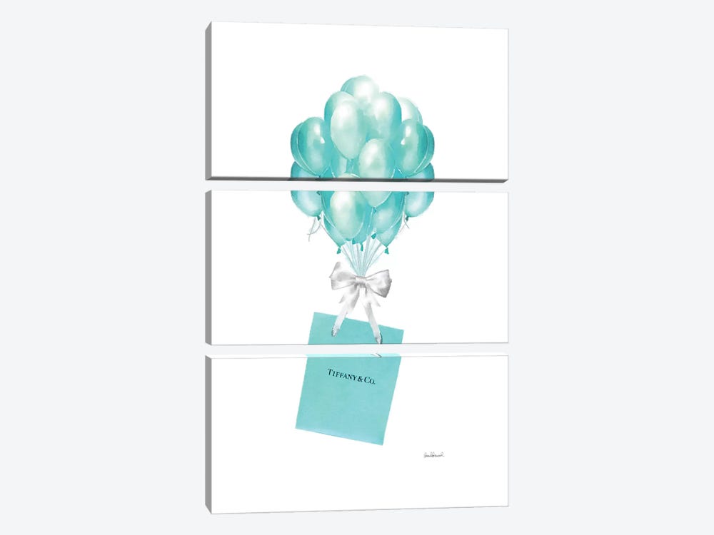 Balloons And Gift Bags, Teal by Amanda Greenwood 3-piece Canvas Print