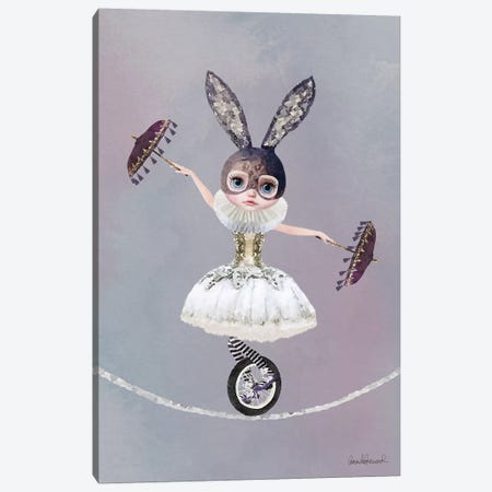 Miss Lily Rabbit Riding A Unicycle On A Tightrope At The Circus Canvas Print #GRE41} by Amanda Greenwood Canvas Artwork