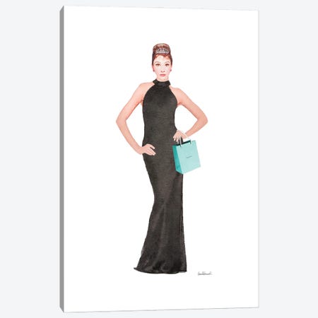 Audrey Black Evening Gown, Teal Bag Canvas Print #GRE427} by Amanda Greenwood Canvas Art