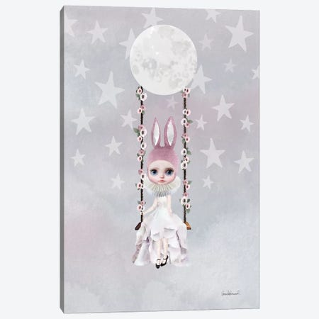 Miss Lily Rabbit Swings From The Moon Canvas Print #GRE42} by Amanda Greenwood Canvas Art
