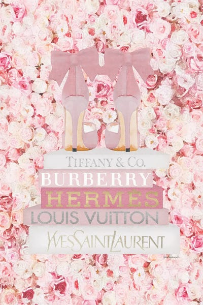 Books: Blush Fashion Books On Peach Flower Wall by Amanda Greenwood