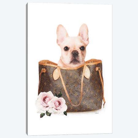 Brown Shoulder Bag With Cream Frenchie Canvas Print #GRE439} by Amanda Greenwood Canvas Artwork