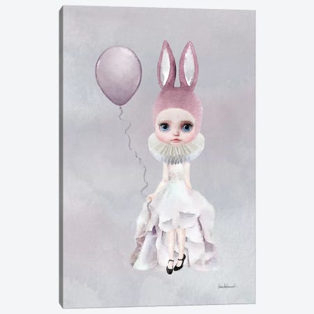 Miss Lily Rabbit With A Balloon Canvas Print #GRE43} by Amanda Greenwood Canvas Wall Art