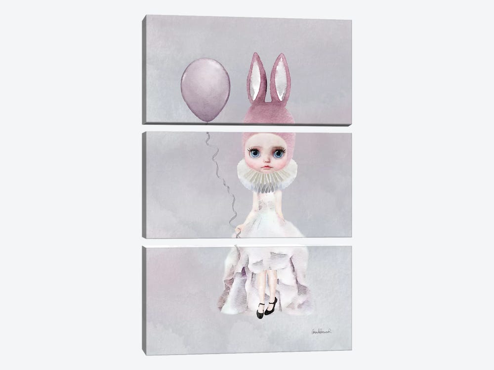 Miss Lily Rabbit With A Balloon by Amanda Greenwood 3-piece Canvas Artwork