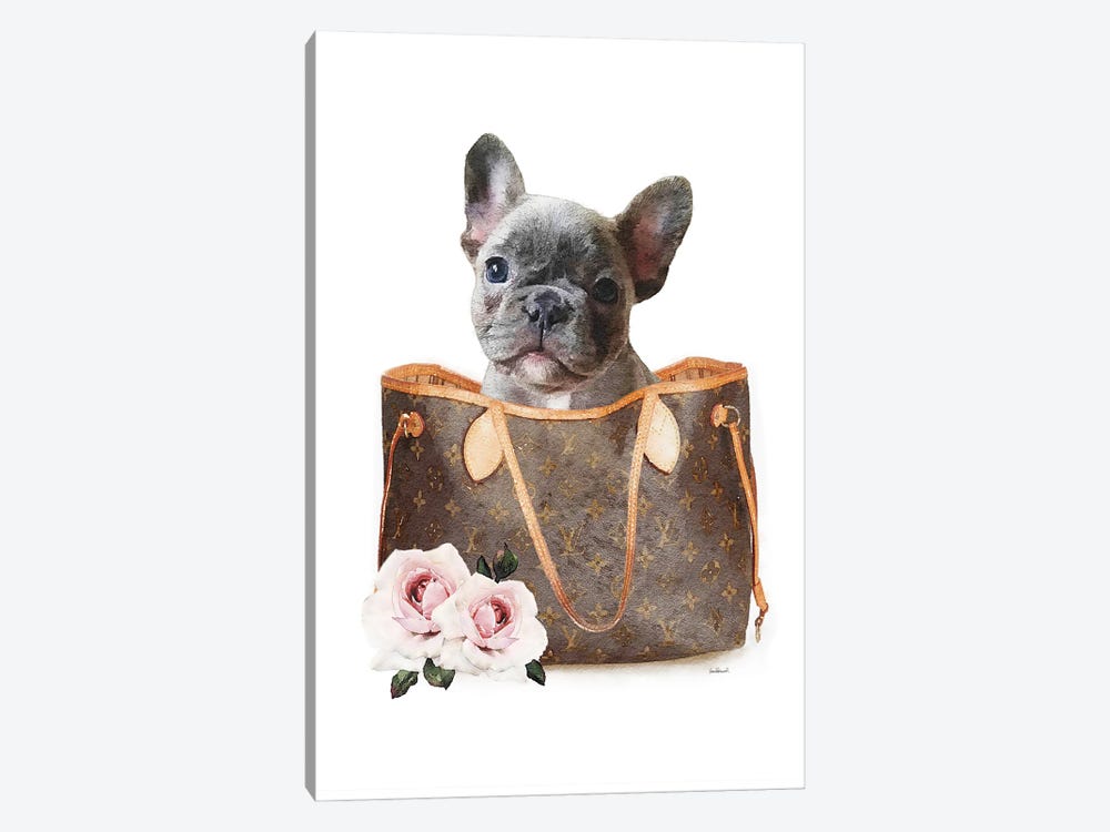 Brown Shoulder Bag With Grey Frenchie by Amanda Greenwood 1-piece Canvas Art