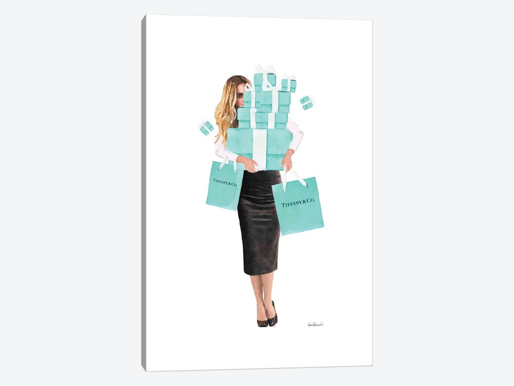 Girl Overloaded, Teal And Black Pencil by Amanda Greenwood 1-piece Canvas Art Print