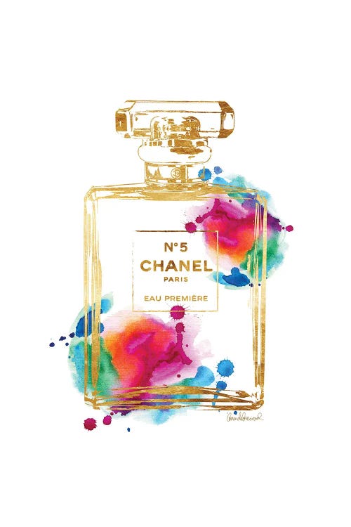 Gold Perfume With Rainbow Water-Colour