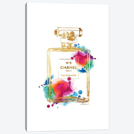 Gold Perfume With Rainbow Water-Colour Canvas Print #GRE446} by Amanda Greenwood Canvas Art