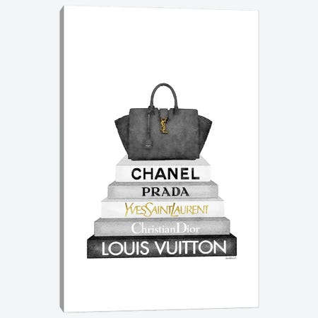 Stack Of Fashion Books With A Chanel B - Canvas Art