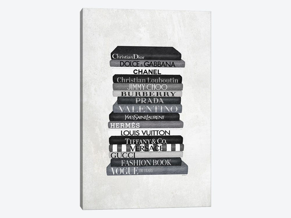 High Fashion Book Stack Black & White by Amanda Greenwood Fine Art Paper Print ( Fashion > Vogue art) - 24x16x.25
