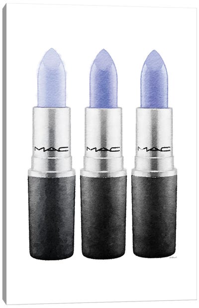 Lipstick III Blue Canvas Art Print - Make-Up Art
