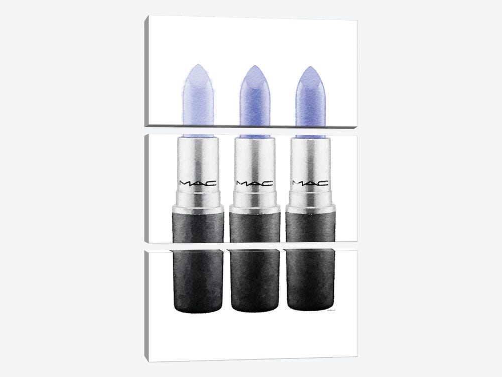 Lipstick III Blue by Amanda Greenwood 3-piece Canvas Art