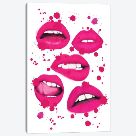 Multiple Lips Pink Canvas Print #GRE489} by Amanda Greenwood Canvas Print