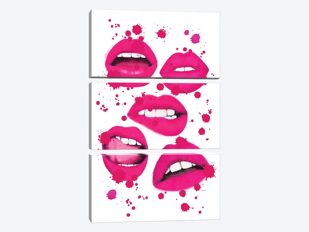Multiple Lips Pink 3-piece Canvas Print