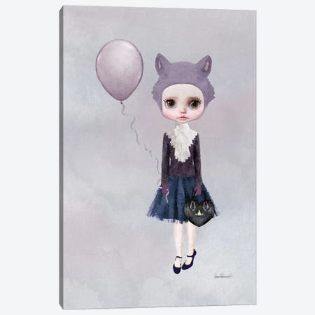Miss Sophia Wolf With A Balloon Canvas Print #GRE48} by Amanda Greenwood Canvas Wall Art
