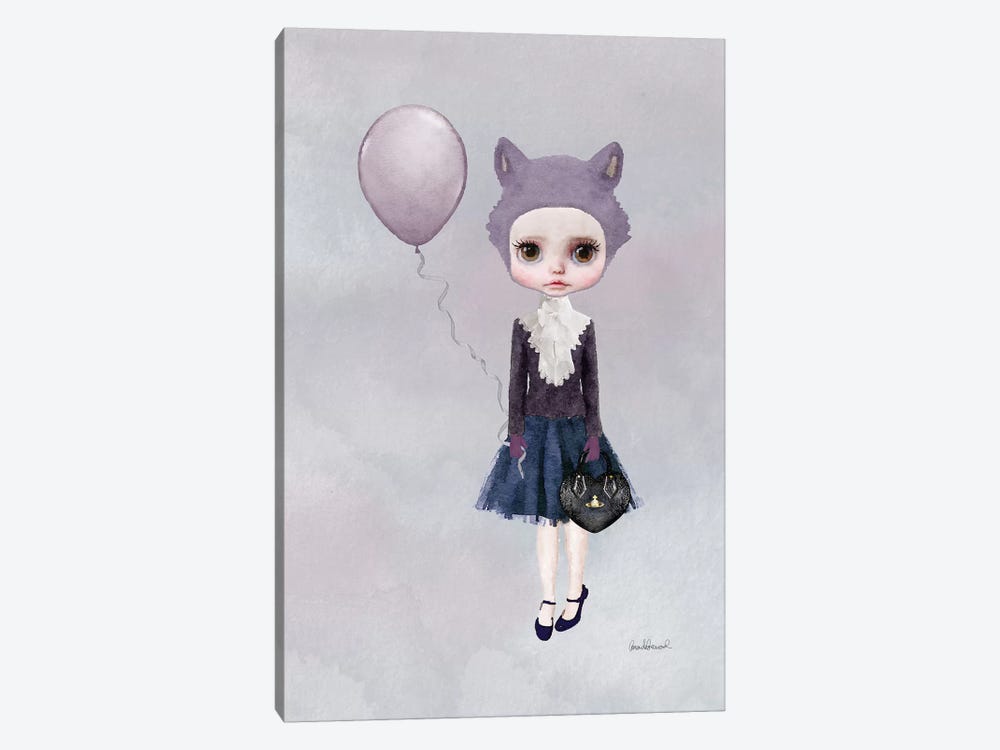 Miss Sophia Wolf With A Balloon by Amanda Greenwood 1-piece Canvas Print
