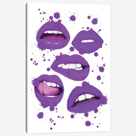 Multiple Lips Purple Canvas Print #GRE490} by Amanda Greenwood Canvas Artwork