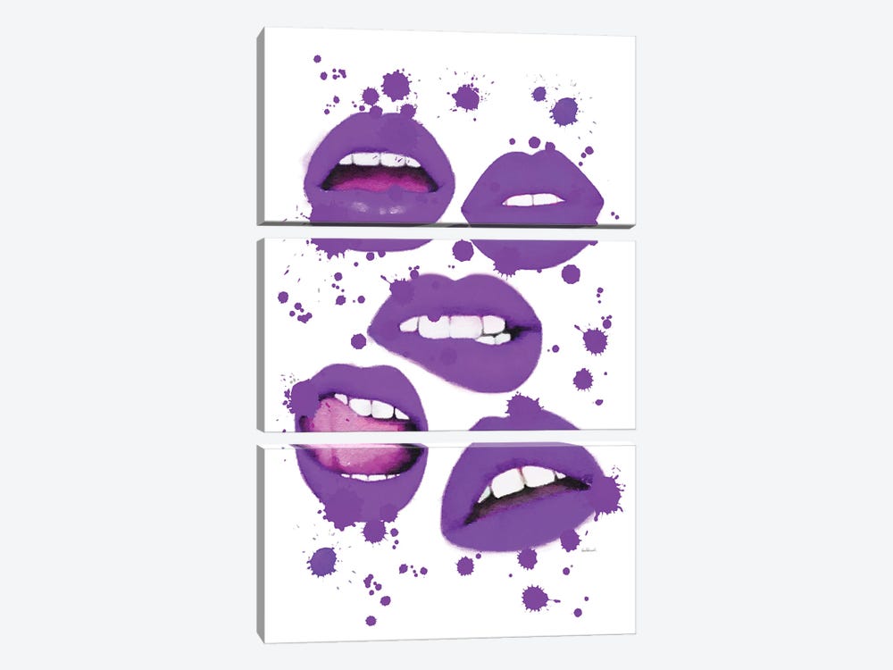 Multiple Lips Purple by Amanda Greenwood 3-piece Art Print