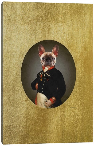 Nelson Portrait Brindle Frenchie Canvas Art Print - French Bulldog Art